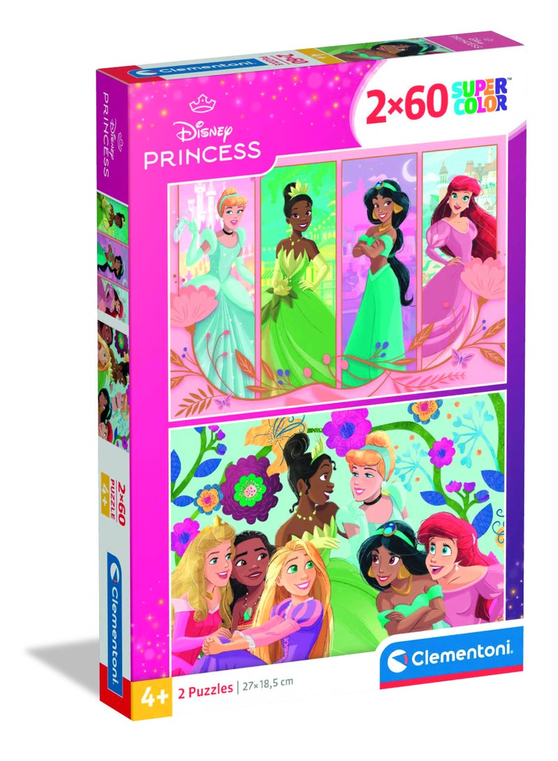 Clementoni Puzzle Disney Princess Chatting 2x60-Pieces | Jigsaw Puzzle | Children's Puzzle | Preschool Learning Toys | Develops Problem Solving Skills | Made in Italy - Image 1