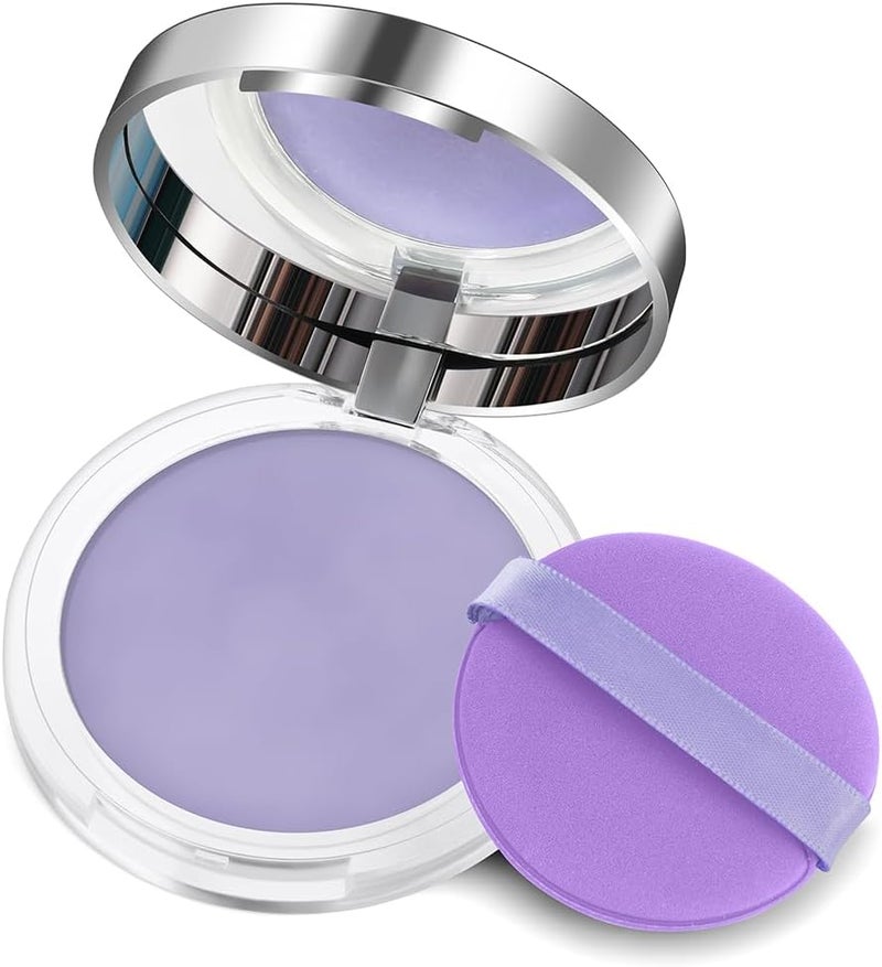 LOPHE Jelly Pressed Powder Gel Powder OilControl Face Compact Powder Pressed Powder with Powder Puff Waterproof Powder Free Control Shine for a Flawless Matte Finish Makeup Base Purple