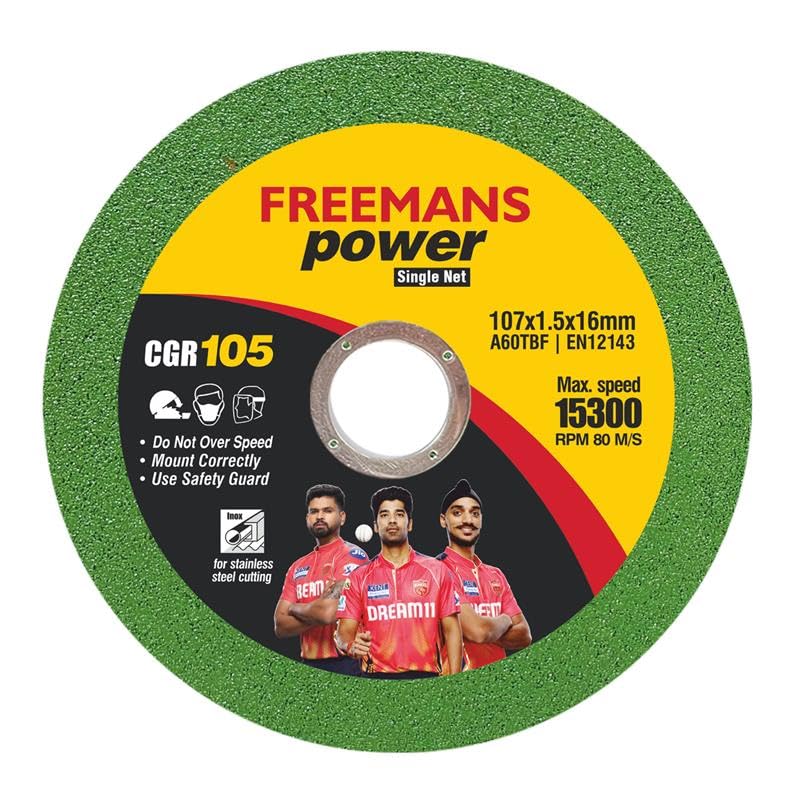 FREEMANS 4-Inch Power Single Net Cut off Wheels for Metal and Stainless Steel Cutting using Angle Grinder, Green & Red - Pack of 25 Pieces - Image 1