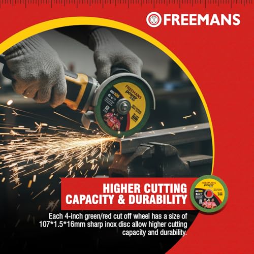 FREEMANS 4-Inch Power Single Net Cut off Wheels for Metal and Stainless Steel Cutting using Angle Grinder, Green & Red - Pack of 25 Pieces - Image 3