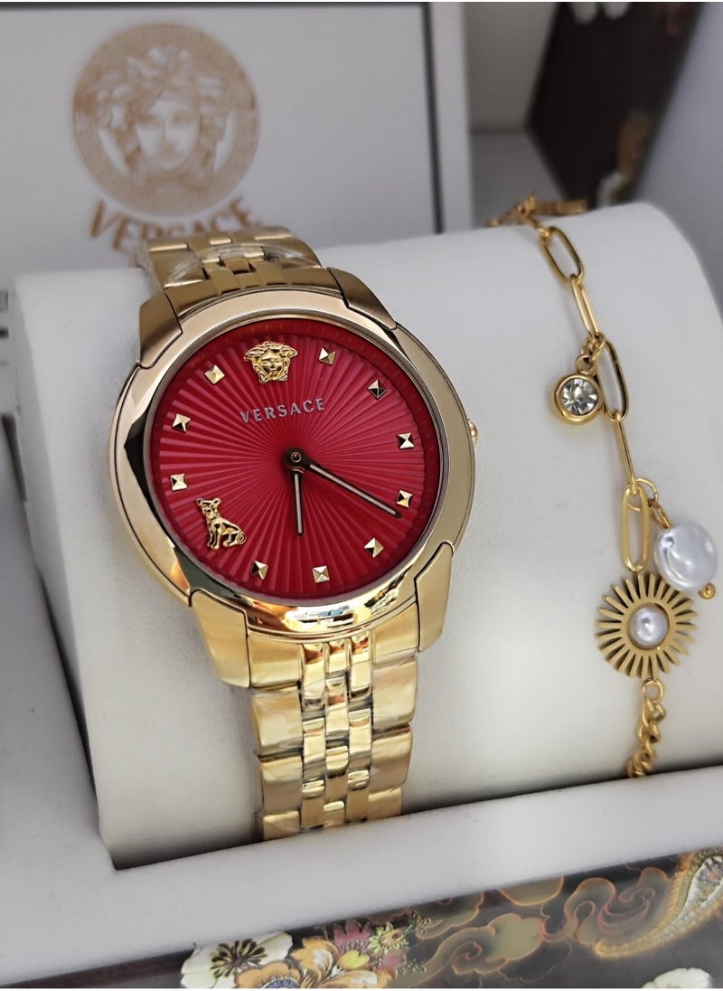 Versace Jeans - Versace Audrey Women's Stainless Steel Sapphire Glass Quartz Watch 38 mm Swiss Watch with Steel Bracelet and Versace Agency Box - Image 1