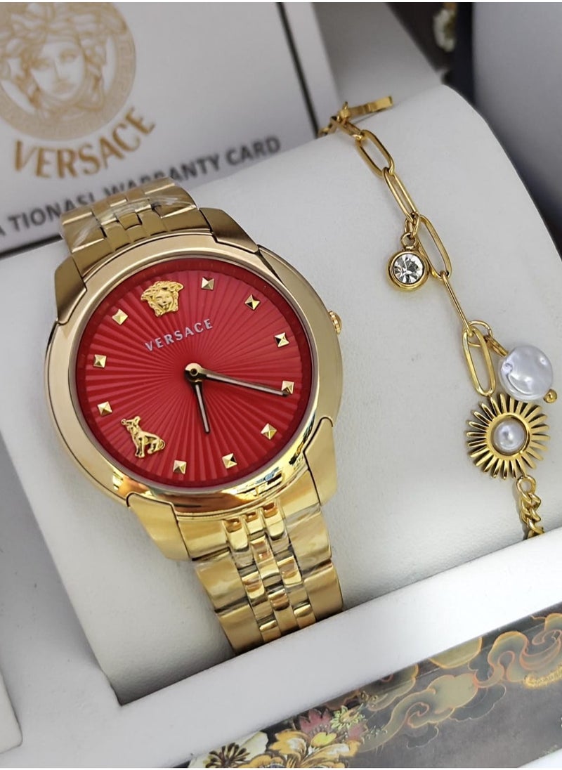 Versace Jeans - Versace Audrey Women's Stainless Steel Sapphire Glass Quartz Watch 38 mm Swiss Watch with Steel Bracelet and Versace Agency Box - Image 1