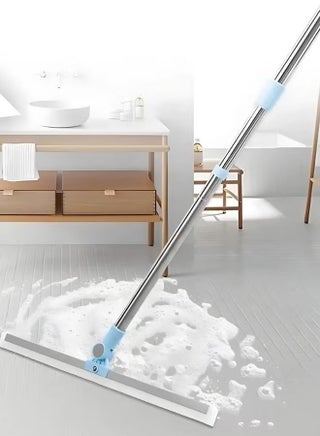 Silicone Rubber Floor Wiper Long Handle Window Shower Cleaner with Extendable and Adjustable Stainless Poles for Glass Bathroom Floor Cleaning