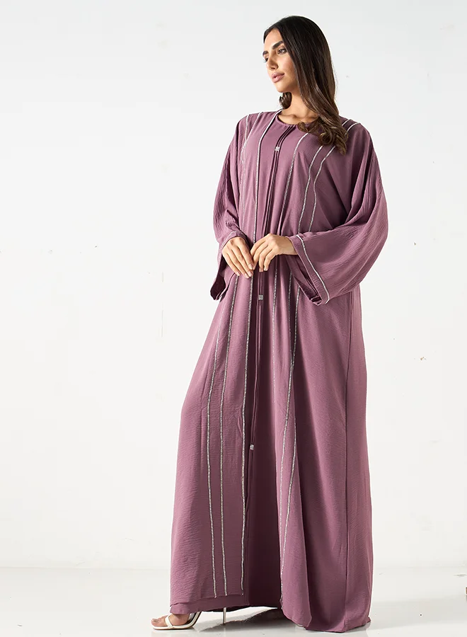 Hadiyath Al Madinah Mauve Embellished Abaya - HM