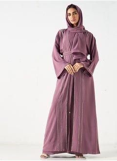 Hadiyath Al Madinah Mauve Embellished Abaya - HM  - Image 2