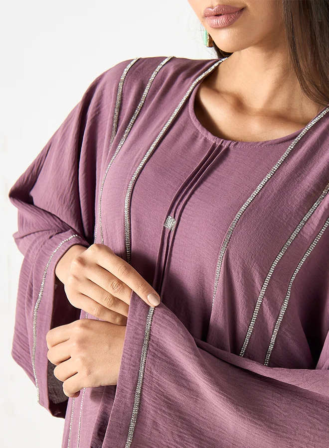 Hadiyath Al Madinah Mauve Embellished Abaya - HM