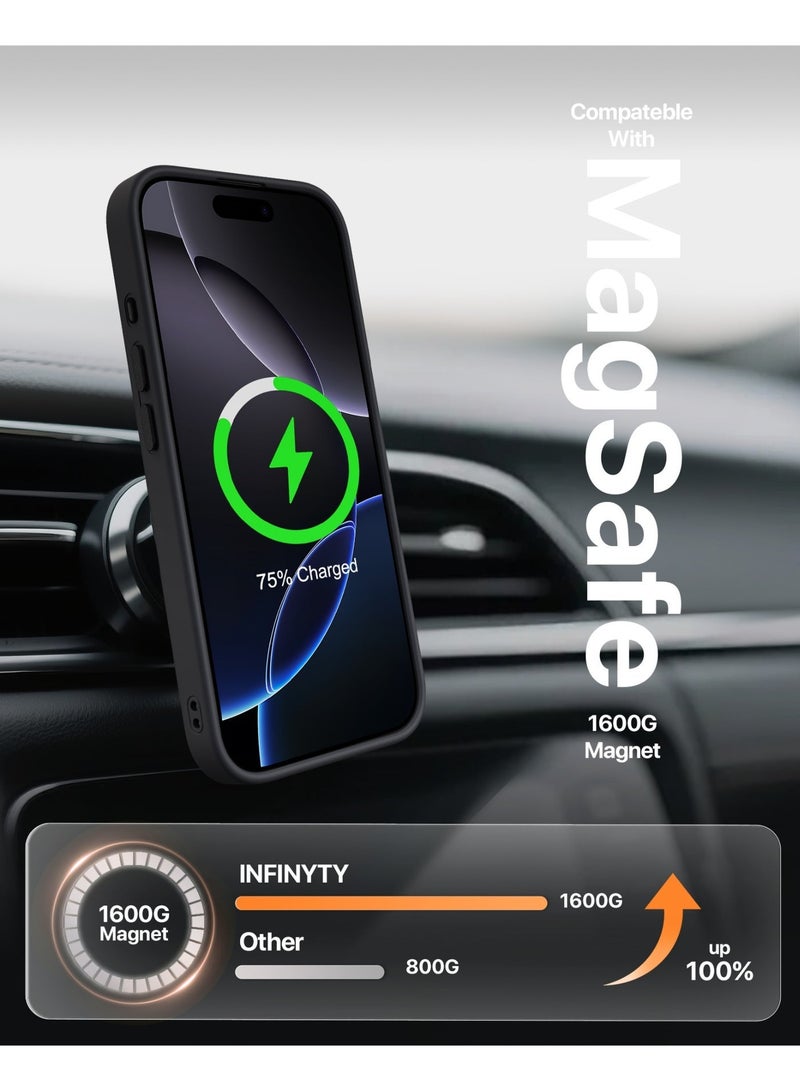 INFINYTY iPhone 17 Frosted Soft Touch Case - Gleam Black, Anti-Slip Grip, MagSafe Compatible, Military-Grade Drop Protection, Translucent Frosted Back, Air Cushion Corners, Matte Finish, Scratch-Resistant, Hybrid Cover, Raised Camera and Screen Protection - Image 4