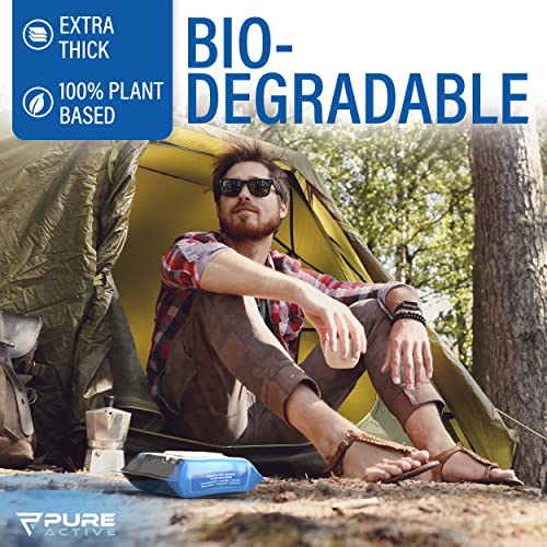 Pure Active XXL Body Wipes for Face and Body, Deodorizing Men's Shower Wipes for Camping, Travel, and After Workout, 12x12 Blue Ice Scented 30 Pack - Image 5