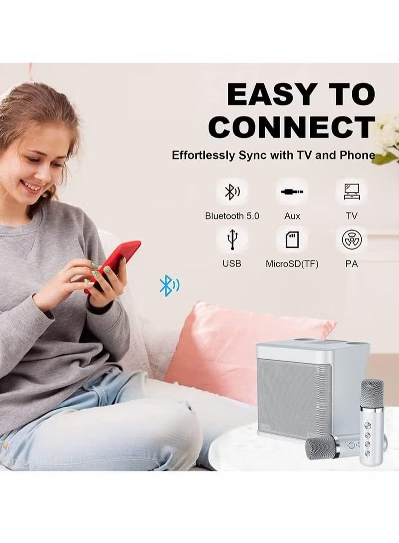 TIGER Karaoke Machine with 2 Wireless Microphones | Portable Bluetooth PA Speaker System | Echo & Vocal Cut Features | Supports TF Card, AUX-in | Perfect for Home Parties, Meetings & Events  - Image 2