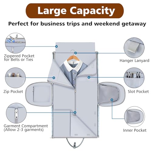 TIBES Convertible Garment Duffel Bag for Travel - Carry On Garment Bags With Toiletry Bag Large Weekender Bag for Men Women 2 in 1 Hanging Suitcase Suit Travel Duffel Overnight Bags 4pcs Set - Image 3