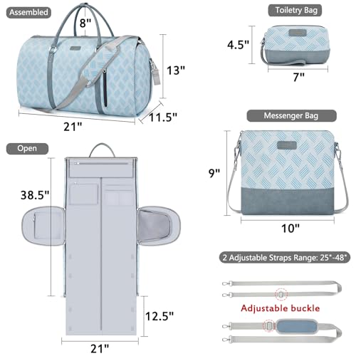 TIBES Convertible Garment Duffel Bag for Travel - Carry On Garment Bags With Toiletry Bag Large Weekender Bag for Men Women 2 in 1 Hanging Suitcase Suit Travel Duffel Overnight Bags 4pcs Set - Image 5