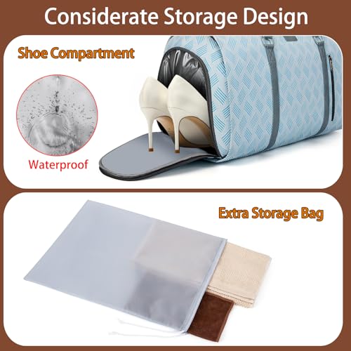 TIBES Convertible Garment Duffel Bag for Travel - Carry On Garment Bags With Toiletry Bag Large Weekender Bag for Men Women 2 in 1 Hanging Suitcase Suit Travel Duffel Overnight Bags 4pcs Set - Image 2