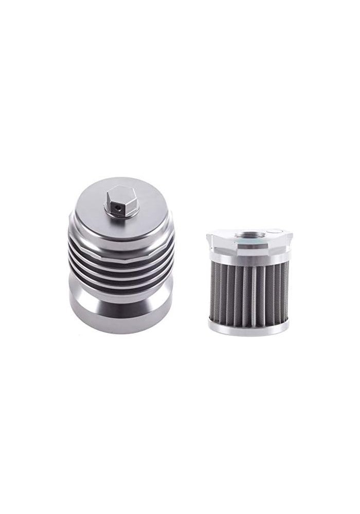 DLP Motorcycle Racing Stainless Steel Reusable Oil Filter with Replacement Cartridge Fitting - Image 1