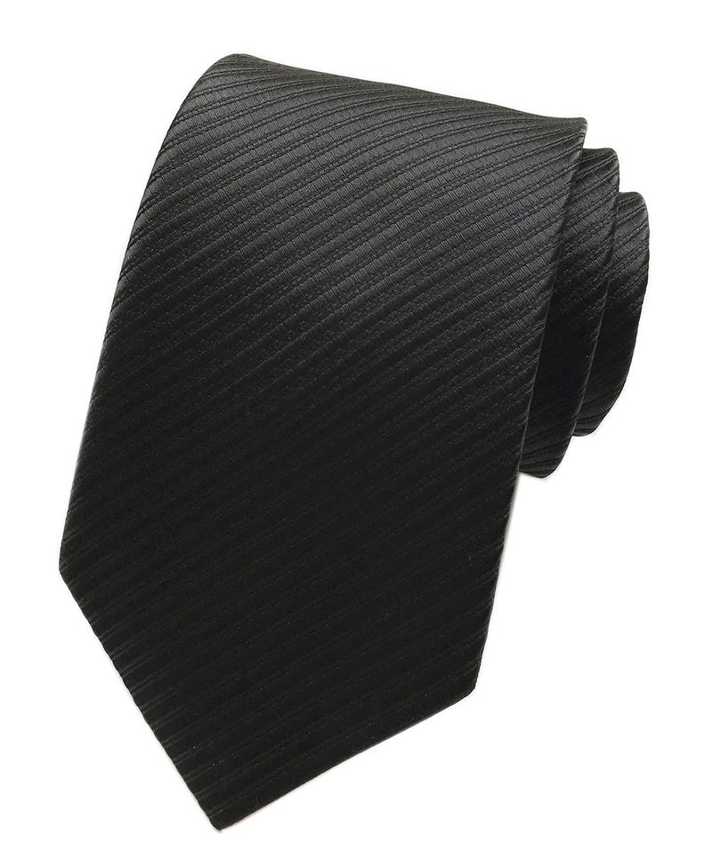Elfeves Men Striped Black Silk Ties Woven Neckties Creative Design Gift for Him - Image 1