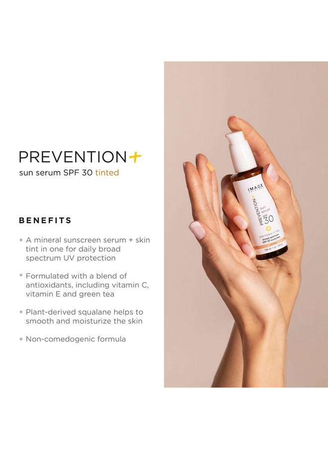 Image - Skincare Prevention+ Sun Serum Spf 30 Tinted Mineral Sunscreen For Face Non Comedogenic Wear Under Makeup Perfect Travel Size Tinted 1 Oz - Image 1
