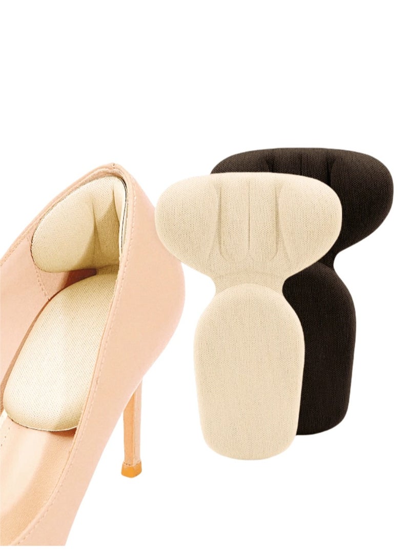 Heel Cushions Adhesive design easily attaches inside the shoe without shifting. Provides foot support to reduce heel pain. 2 pairs (black and beige) - Image 1