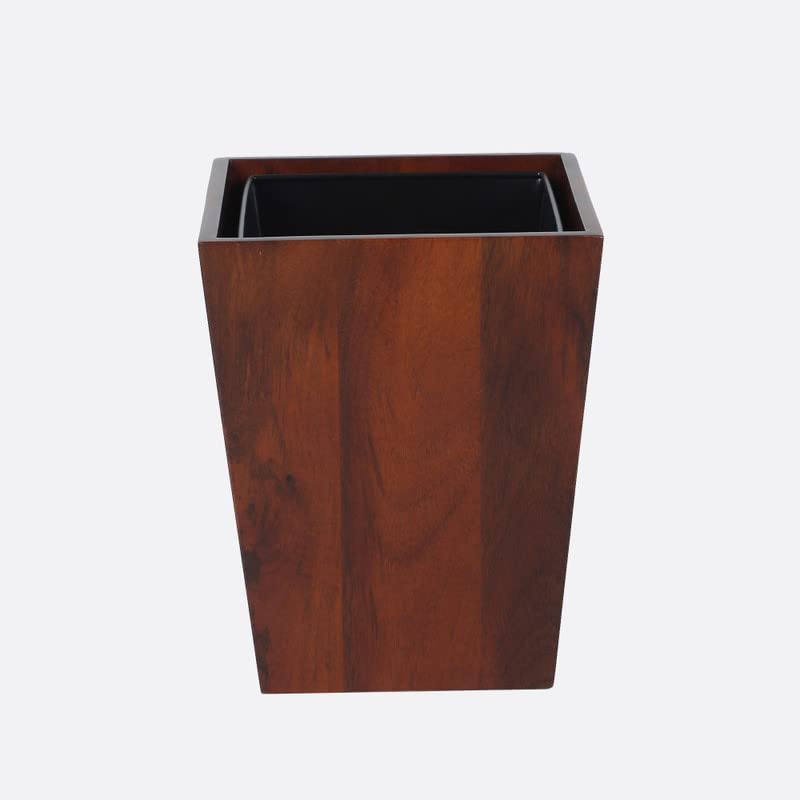 Brick Brown Premium Solid Wood Dwindle Wastebasket | Dustbin With Removal Metal Inner Liner From Mahogany Collection Open-Top (Dwindle), (8X8X9.8 Inch), Brown - Image 5