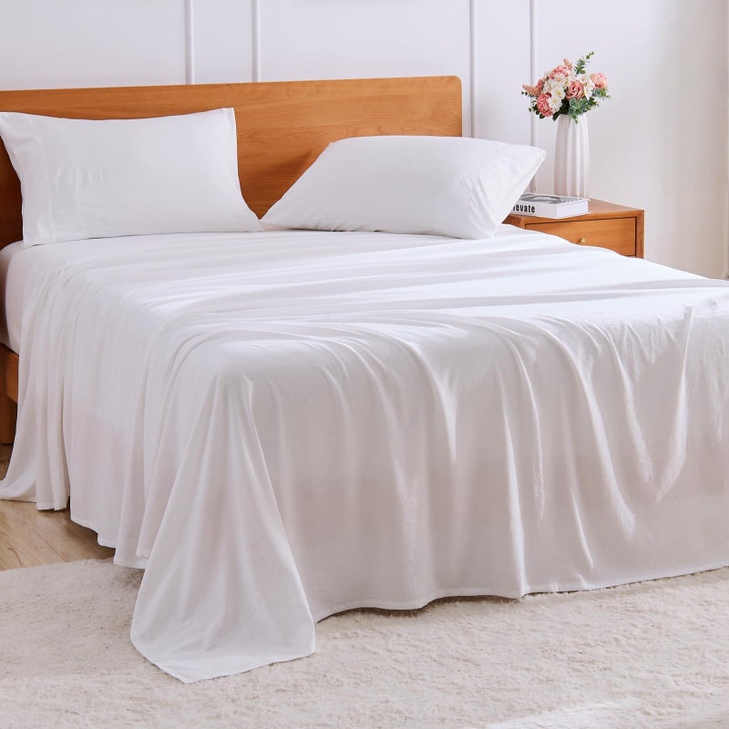 GOKOTTA 4 Pcs Full Size Bed Sheets, 10"-15" Deep Pocket Full Sheets with Elastic Corner Straps, Brushed Microfiber Polyester - Ultra Soft, Hotel Luxury, Wrinkle Free, Breathable, Anti-Rip - White - Image 1