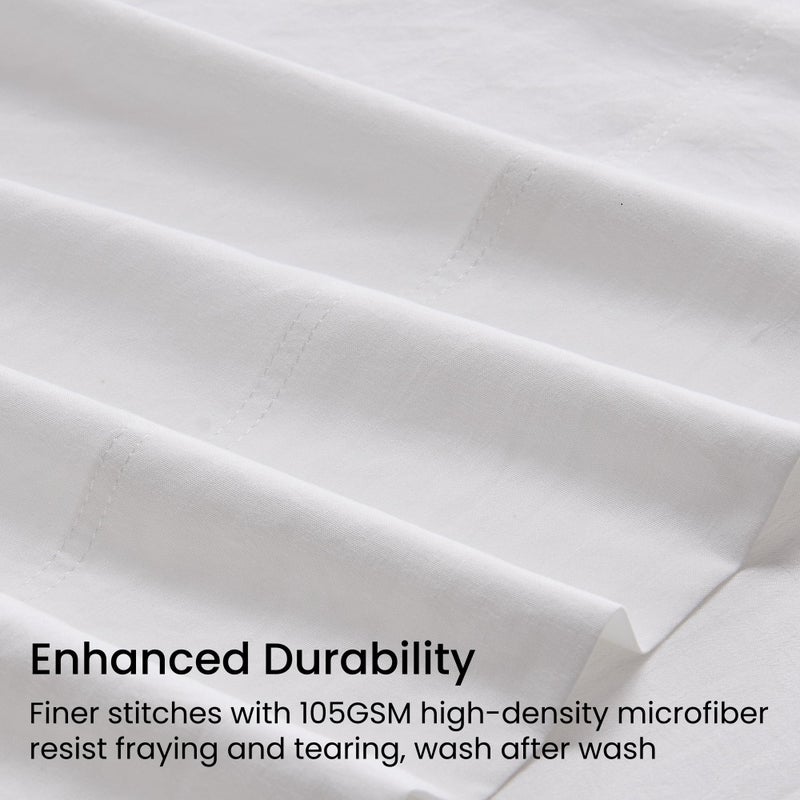 GOKOTTA 4 Pcs Full Size Bed Sheets, 10"-15" Deep Pocket Full Sheets with Elastic Corner Straps, Brushed Microfiber Polyester - Ultra Soft, Hotel Luxury, Wrinkle Free, Breathable, Anti-Rip - White - Image 4