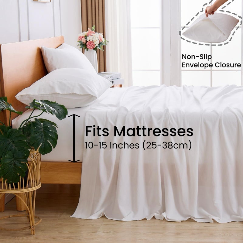 GOKOTTA 4 Pcs Full Size Bed Sheets, 10"-15" Deep Pocket Full Sheets with Elastic Corner Straps, Brushed Microfiber Polyester - Ultra Soft, Hotel Luxury, Wrinkle Free, Breathable, Anti-Rip - White - Image 5