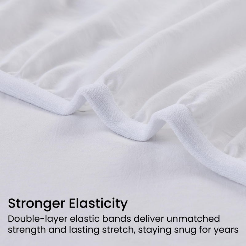 GOKOTTA 4 Pcs Full Size Bed Sheets, 10"-15" Deep Pocket Full Sheets with Elastic Corner Straps, Brushed Microfiber Polyester - Ultra Soft, Hotel Luxury, Wrinkle Free, Breathable, Anti-Rip - White - Image 3