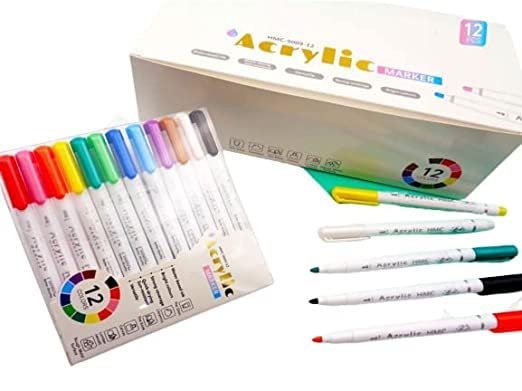 MYSELF 12 Acrylic marker pens for Painting Canvas Drawing Painting Sketching Art Markers - Image 1