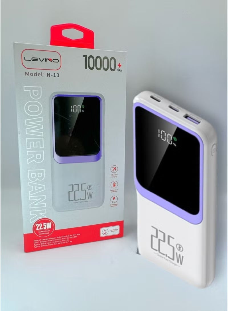 LEVINO 10000mAh Fast Charging Power Bank 22.5W PD – Flight Approved, Ultra-Slim Portable Charger with USB-C In/Out, Dual USB Outputs & Micro Input – Compact External Battery Pack for iPhone 16/15/14, Galaxy S24/S23, Pixel, iPad – White - Image 4