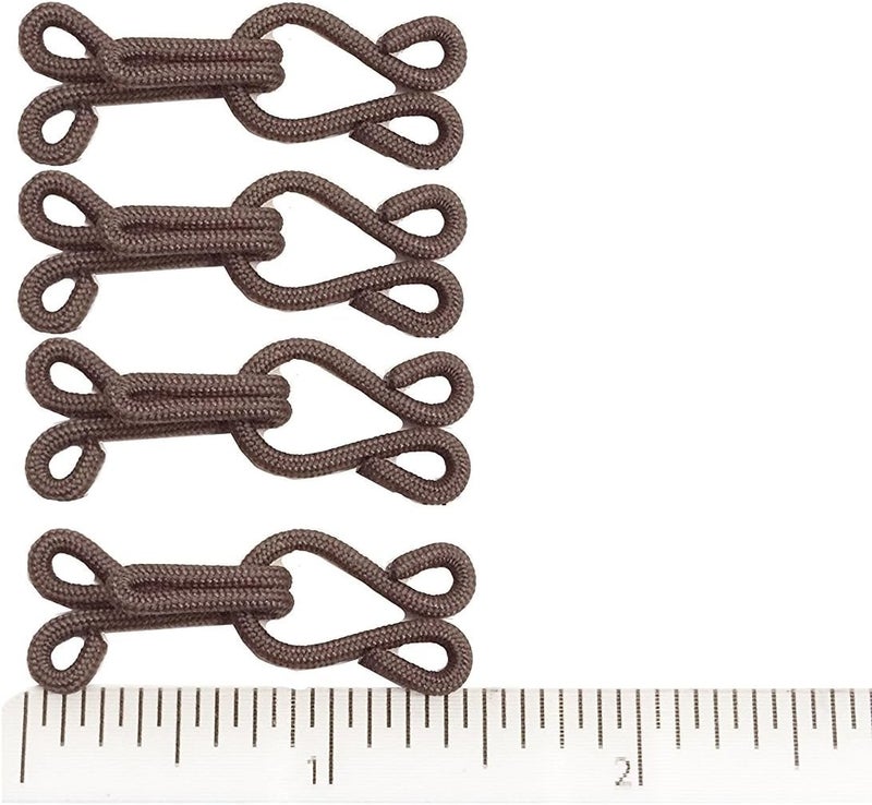 4 x Dark Brown Large Covered Hooks & Eye Sewing Closure for Fur Coat Jacket Cape Stole Bracelet Jewelry Books Crafts and More