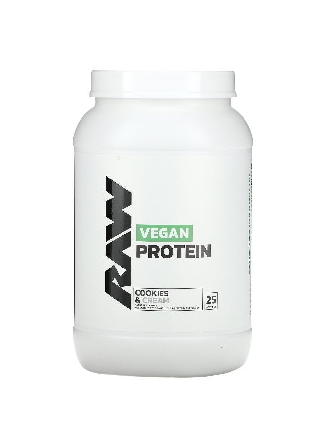 Raw Nutrition Raw Nutrition, Vegan Protein, Cookies & Cream, 1.7 lbs (775 g)  - Image 1