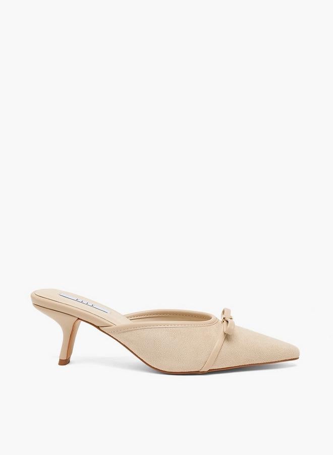 ELLE Women Bow Accent Pointed Toe Kitten Heel Mules - Image 3