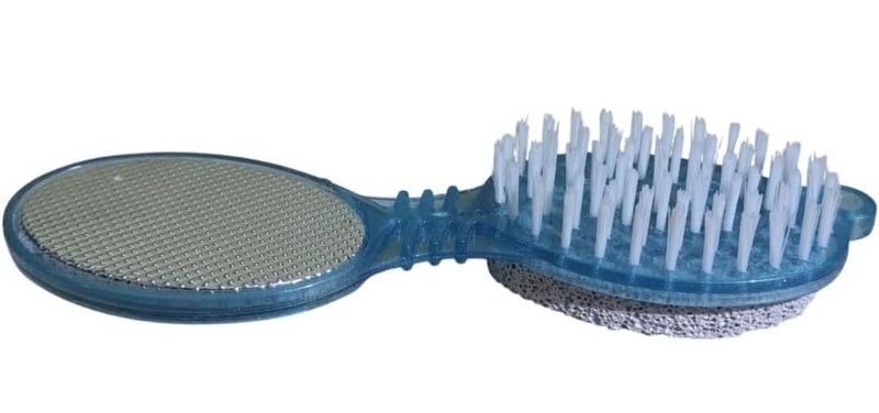 4-in-1 Foot Care Tool, Brush and Scrubber with Pumice Stone and File, Blue - Image 1