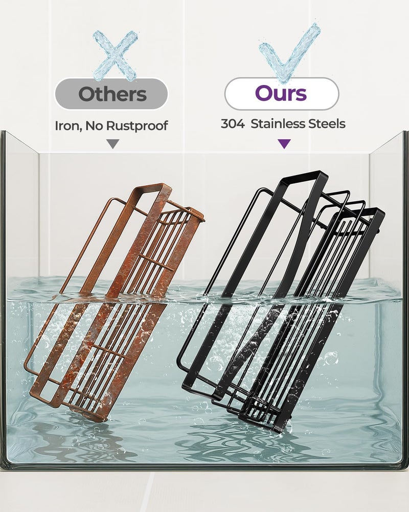 ODesign Shower Caddy 3 Pack-Shower Organizer Shelves Rack Rustproof SUS304 Stainless Steel for Bathroom Storage&Kitchen-No Drilling Adhesive Shower Caddy Shelf with 4 Hooks Suction Cup-Black - Image 3
