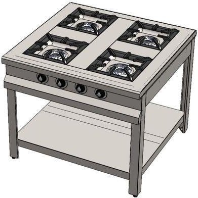 CSA Inox Karacasan Industrial LPG Cylinder Base Shelf Quadruple 4-Burner Stove  - Image 1