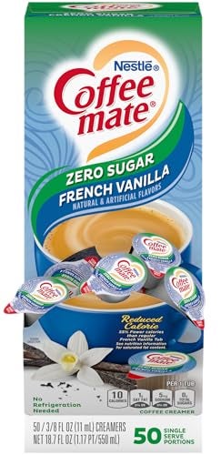 Coffee Mate Nestle Coffee mate Coffee Creamer, Sugar Free French Vanilla, Liquid Creamer Singles, Non Dairy, No Refrigeration, Box of 50 Singles - Image 1