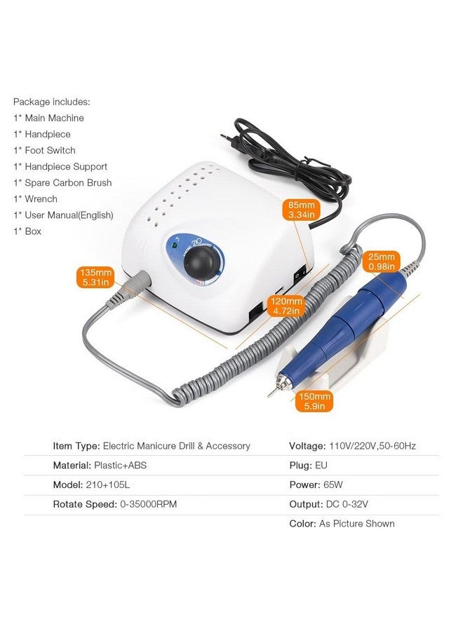 Strong 65W Strong 210 105L Nail Drills Manicure Pedicure Machine Electric Strong Nail File Polishing 35000Rpm Nails Art Grinding Device - Image 3