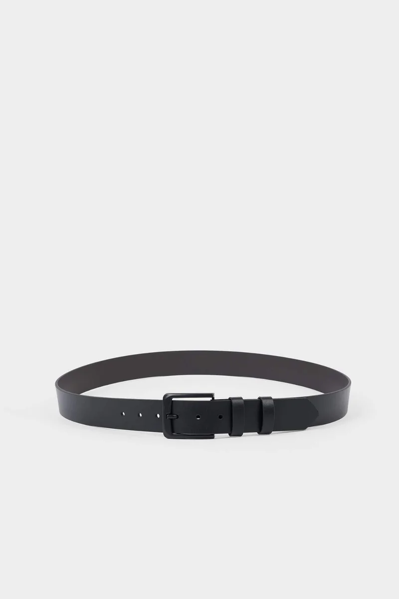 Man Rectangle Clasp Faux Leather