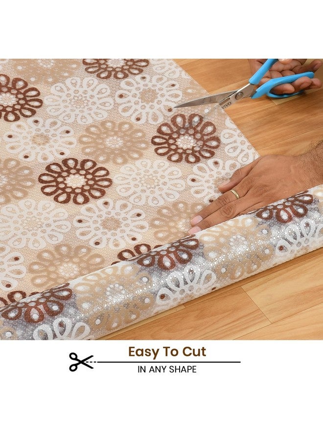 Yellow Weaves حصيرة مطبخ مستطيلة من PVC بألوان صفراء لرفوف المطبخ / ورق تغليف للرفوف لدواليب المطبخ / أدراج / خزائن / ثلاجات / طاولات (45 سم × 3 أمتار رول ، بقع بنية)  - Image 2