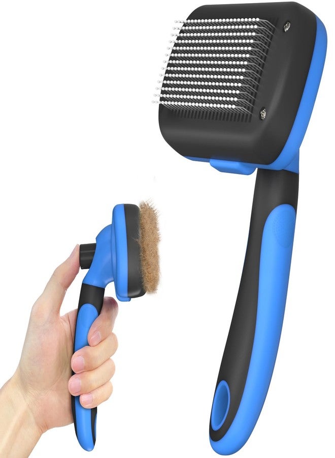Dipoo Self-Cleaning Brush for Pet Deshedding - Skin-Friendly Grooming Tool for Dogs and Cats, Blue - Image 1
