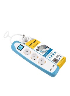 باور لوك اي لوك مشترك سيليكون 3 مخرج و 2 USB ابيض  - Image 1