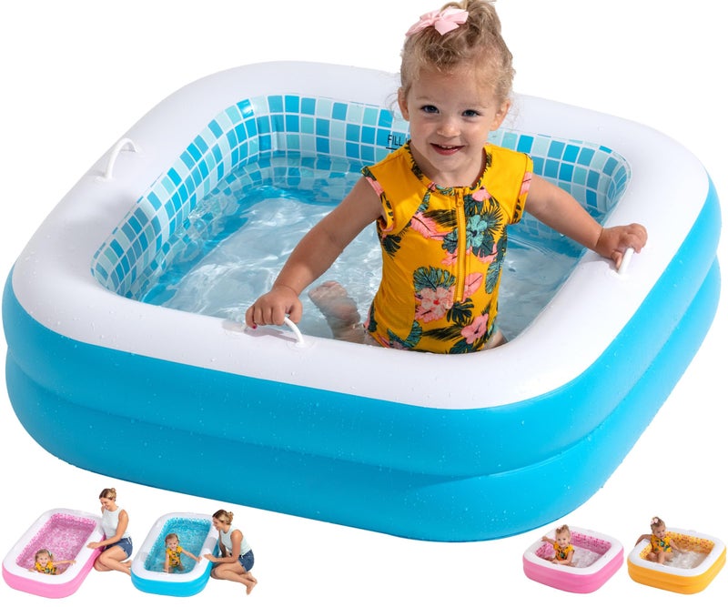 GRIP A POOL Inflatable Baby Pool for Toddlers 1-3, Handles, Soft Floor & Drain, 34"x10" Kiddie Pool, Blow Up Bathtub & Ball Pit, Summer Outside Kid Water Toy Outdoor Play First Birthday Gift for Boys Ages 1 2 3 - Image 1