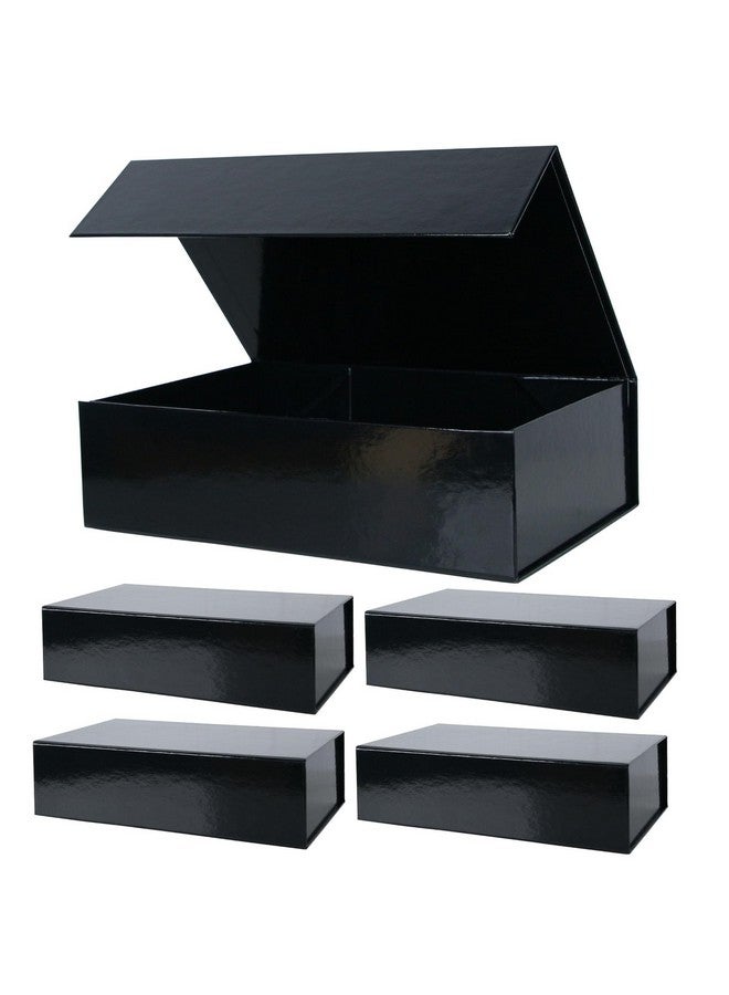 Aimyoo 5 Pack Black Magnetic Gift Boxes With Lids 10.5X7X3 In Medium Bridesmaid Groomsman Proposal Box Rectangle Collapsible Box For Present Graduation Birthday Wedding Storage 1 Count (Pack Of 5) - Image 1