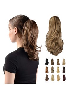 SOFEIYAN 13" Ponytail Extension Long Curly Ponytail Clip in Claw Hair Extension Natural Looking Synthetic Hairpiece for Women (Brown & Blonde)  - Image 1