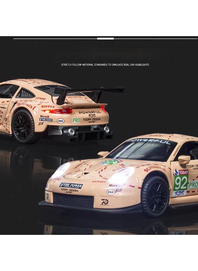 داي كاست مجسم سياره بورش 911- ماكيت سيارة رياضية ذات جودة عالية وتعليق وصوت موتور وإضاءة خارجية - مقاس 1:32 - 15 سم - Image 3