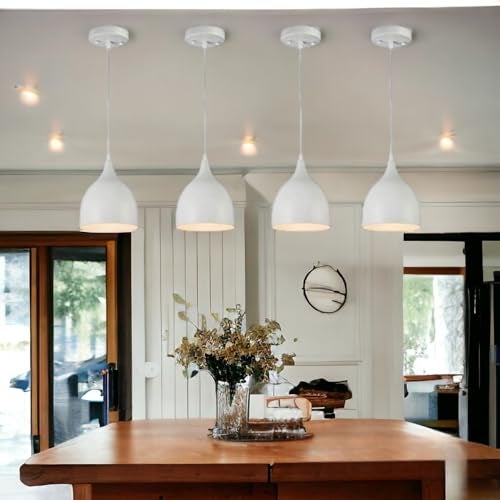GreyWings Modern White Dome Hanging Pendant Light for Ceiling – Aluminium, Antique Decor Accent, (Bulb is not Included) Pack of 4 - Image 2