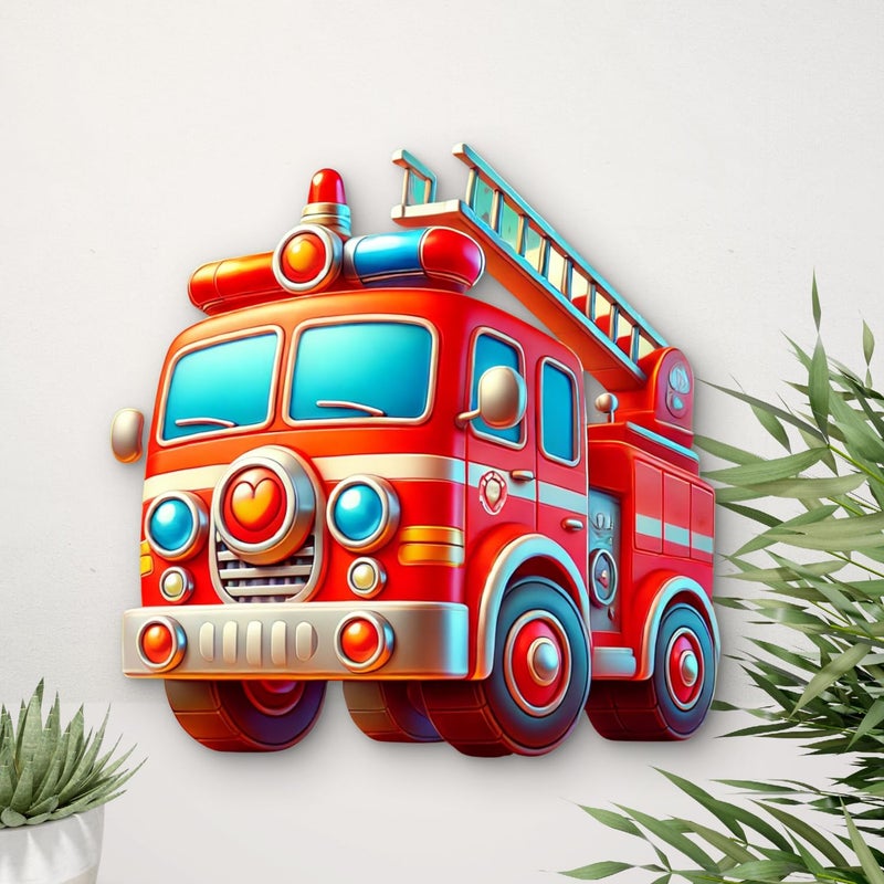 CLITHS Truck Wall Hanging for Kids Room - 12 Inch MDF 3D Cartoon Vehicle Cutout Playroom Wall Art Nursery Decor for Boys Car Themed Kids Wall Decoration Birthday Gift for Boys - Image 4