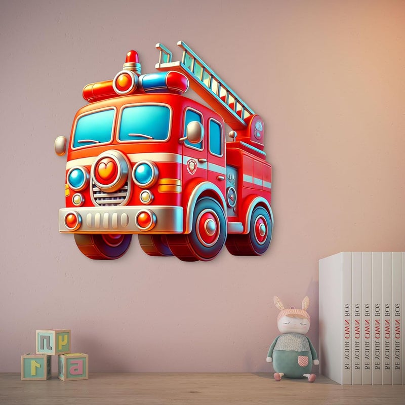 CLITHS Truck Wall Hanging for Kids Room - 12 Inch MDF 3D Cartoon Vehicle Cutout Playroom Wall Art Nursery Decor for Boys Car Themed Kids Wall Decoration Birthday Gift for Boys - Image 5