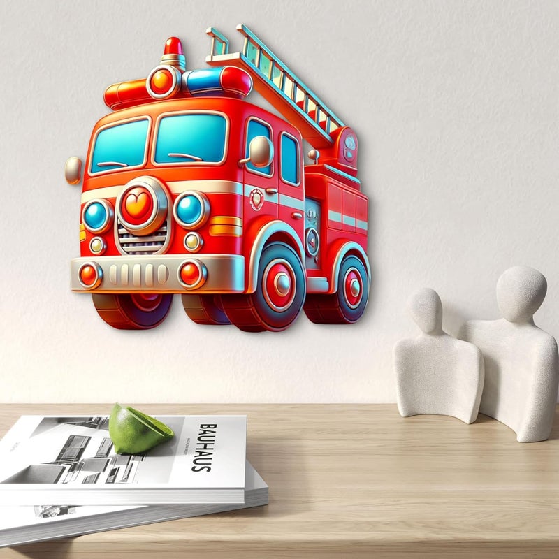 CLITHS Truck Wall Hanging for Kids Room - 12 Inch MDF 3D Cartoon Vehicle Cutout Playroom Wall Art Nursery Decor for Boys Car Themed Kids Wall Decoration Birthday Gift for Boys - Image 3