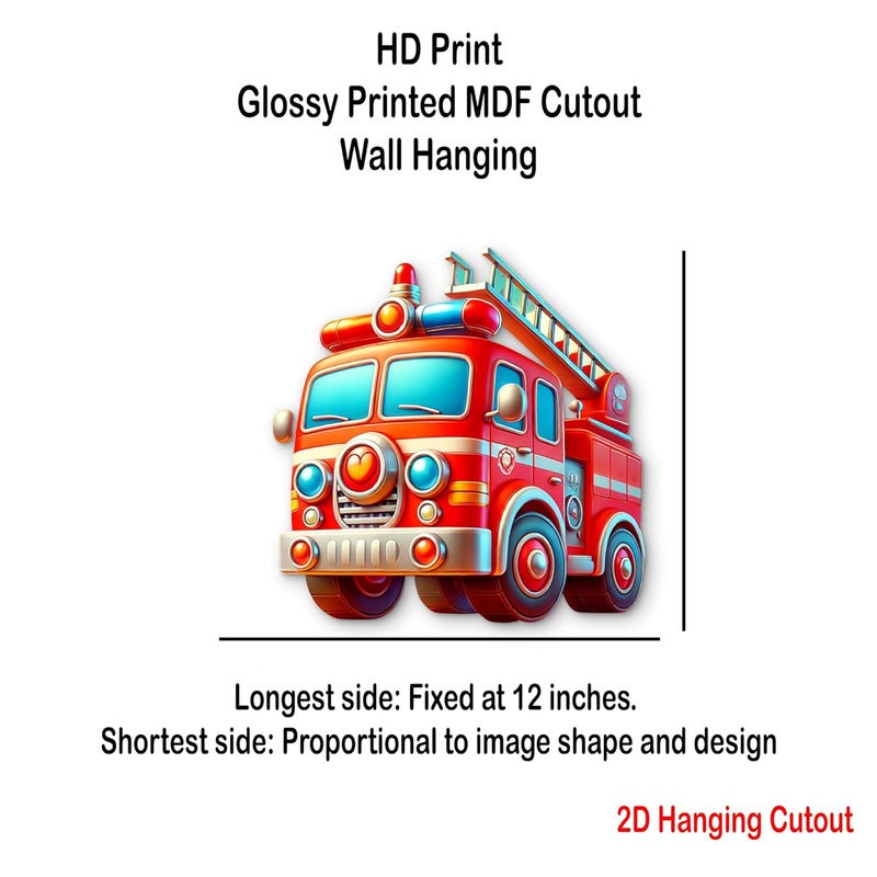 CLITHS Truck Wall Hanging for Kids Room - 12 Inch MDF 3D Cartoon Vehicle Cutout Playroom Wall Art Nursery Decor for Boys Car Themed Kids Wall Decoration Birthday Gift for Boys - Image 2