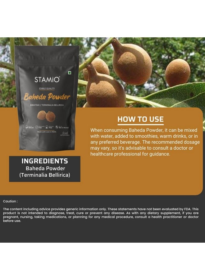 STAMIO Baheda Fruit Powder 250 Gm | Terminalia Bellirica | Bibhitaki | Bahera | Behda | Tanni/Taani/Tadimma | Digestive Health | Acidity | In Pouch 8.82 Oz - Image 3