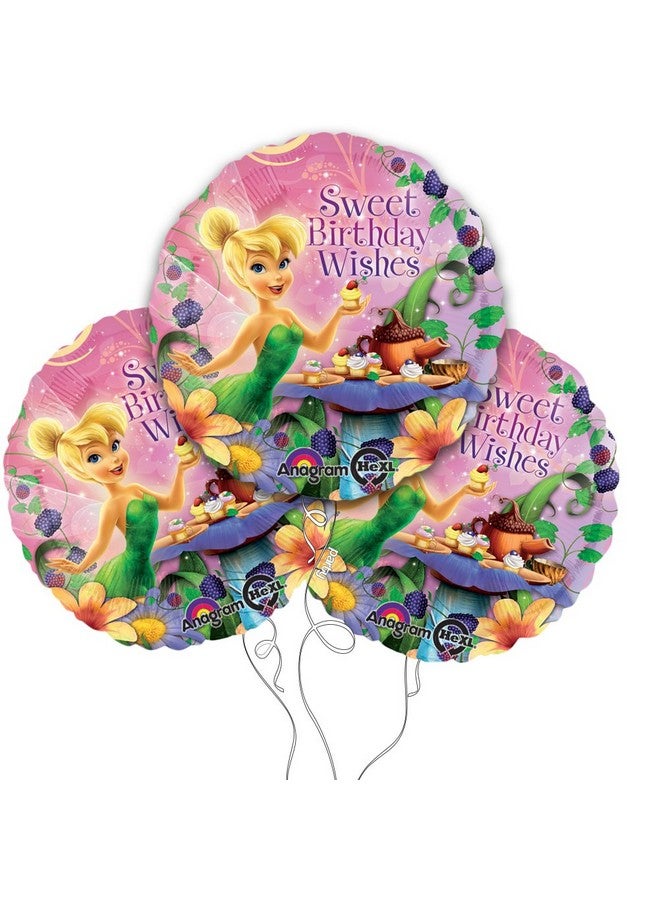 Anagram Disney's Tinkerbell Happy Birthday 18" Round Mylar Balloon 3pk - Image 1